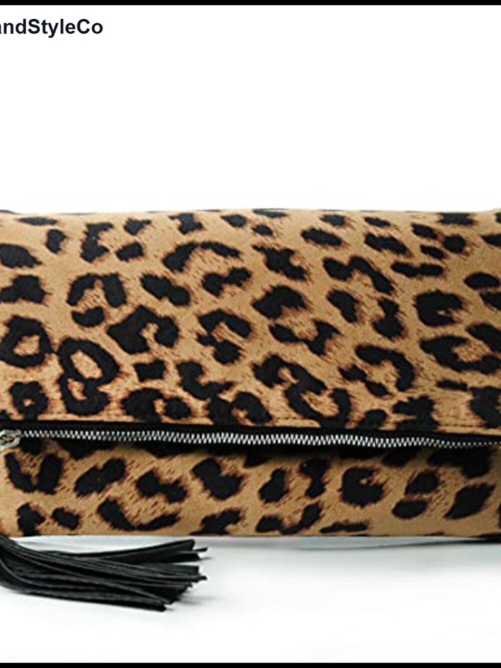 Leopard Zipper Foldover Clutch Envelope Purse Women Crossbody Bag Detachable
